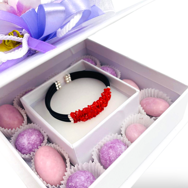 Bomboniera matrimonio - bomboniera comunione - bomboniera battesimo-bomboniera laurea-   bracciale tre fili in corallo e argento