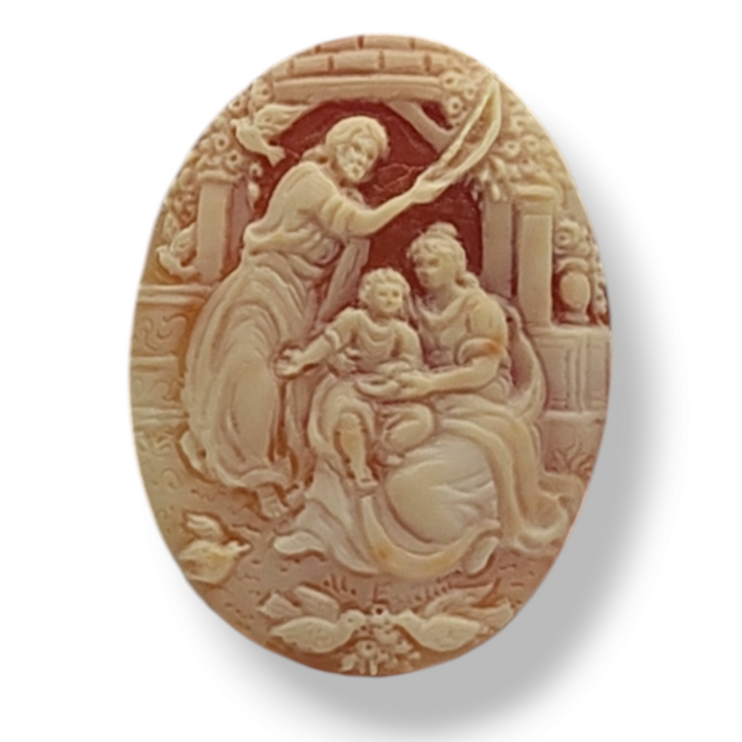 Collana ciondolo "Presepe" inciso su cammeo corniola