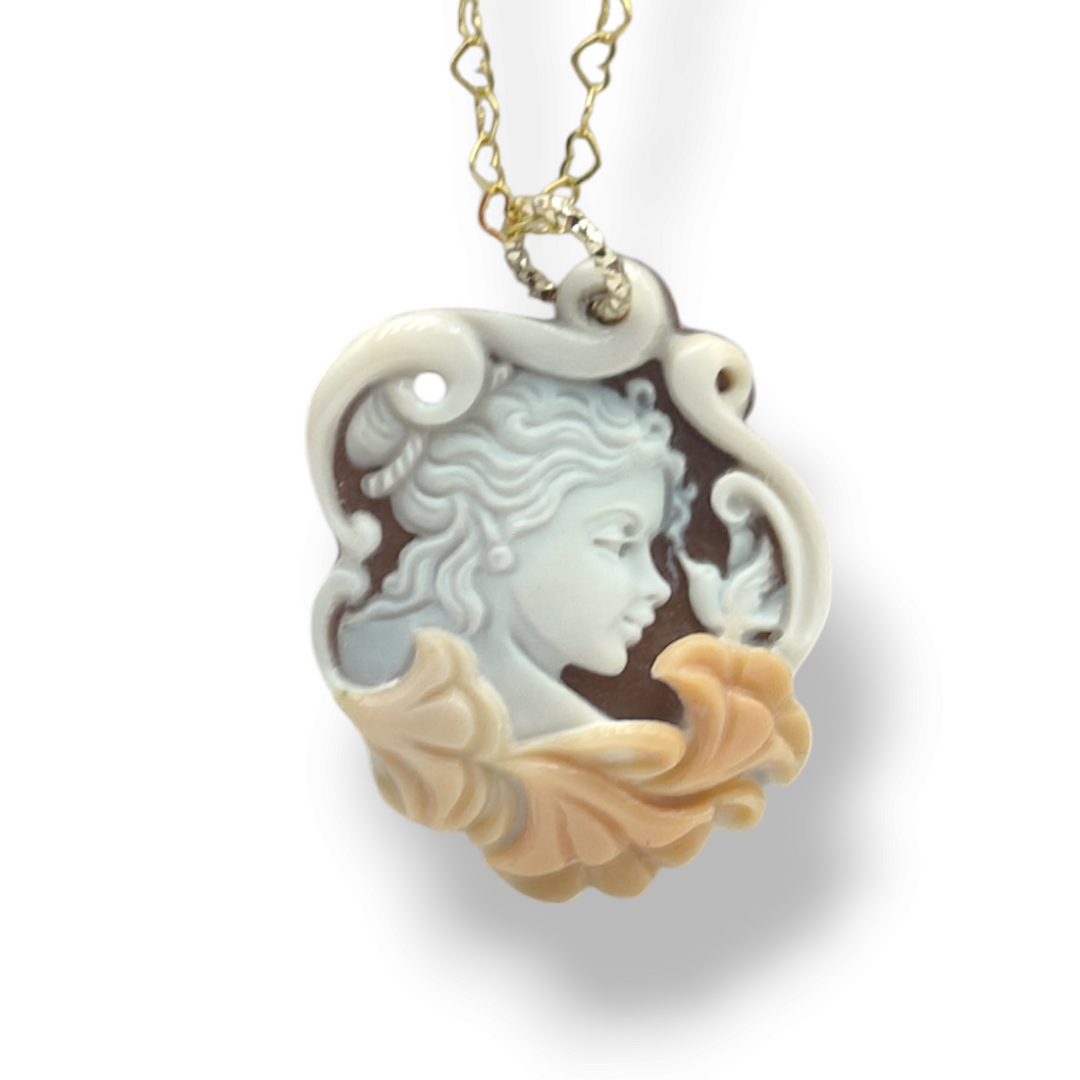 "Cultivated Lady" Pendant Necklace in Cameo Mounted on Silver