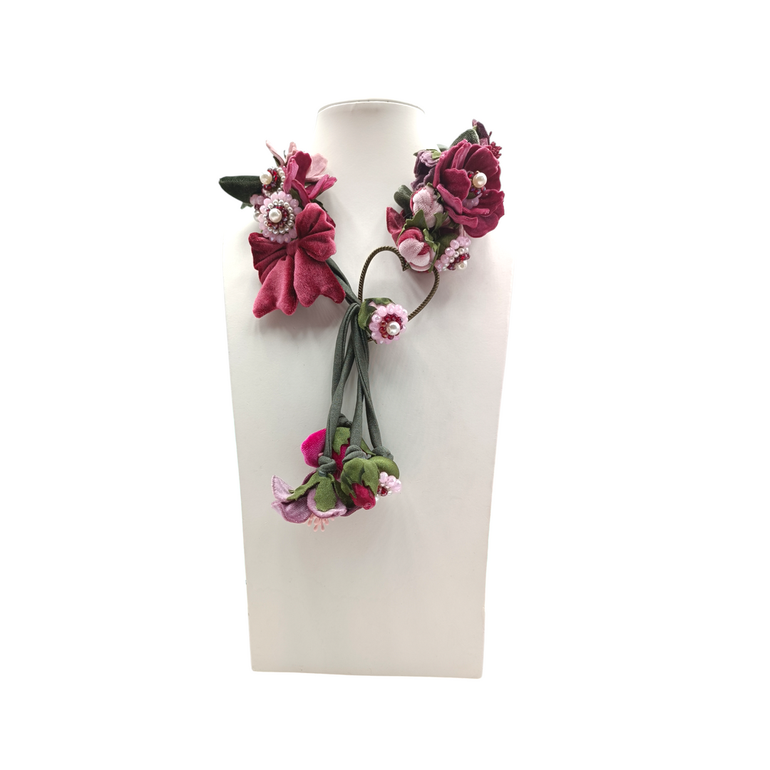 End of collection - "orchid" necklace in fabric and velvet
