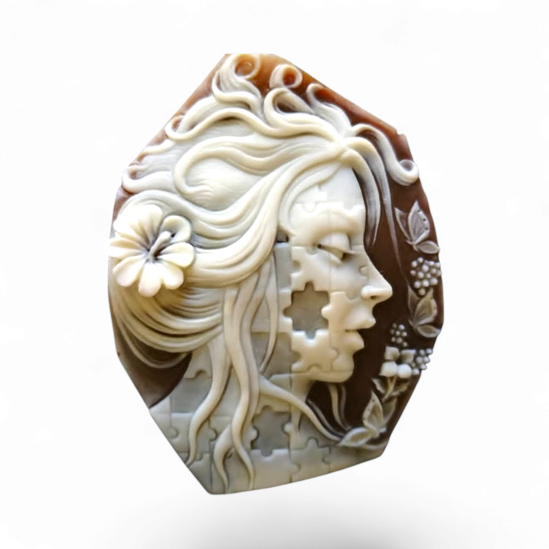 "Enigmatic Lady" pendant on sardonic cameo