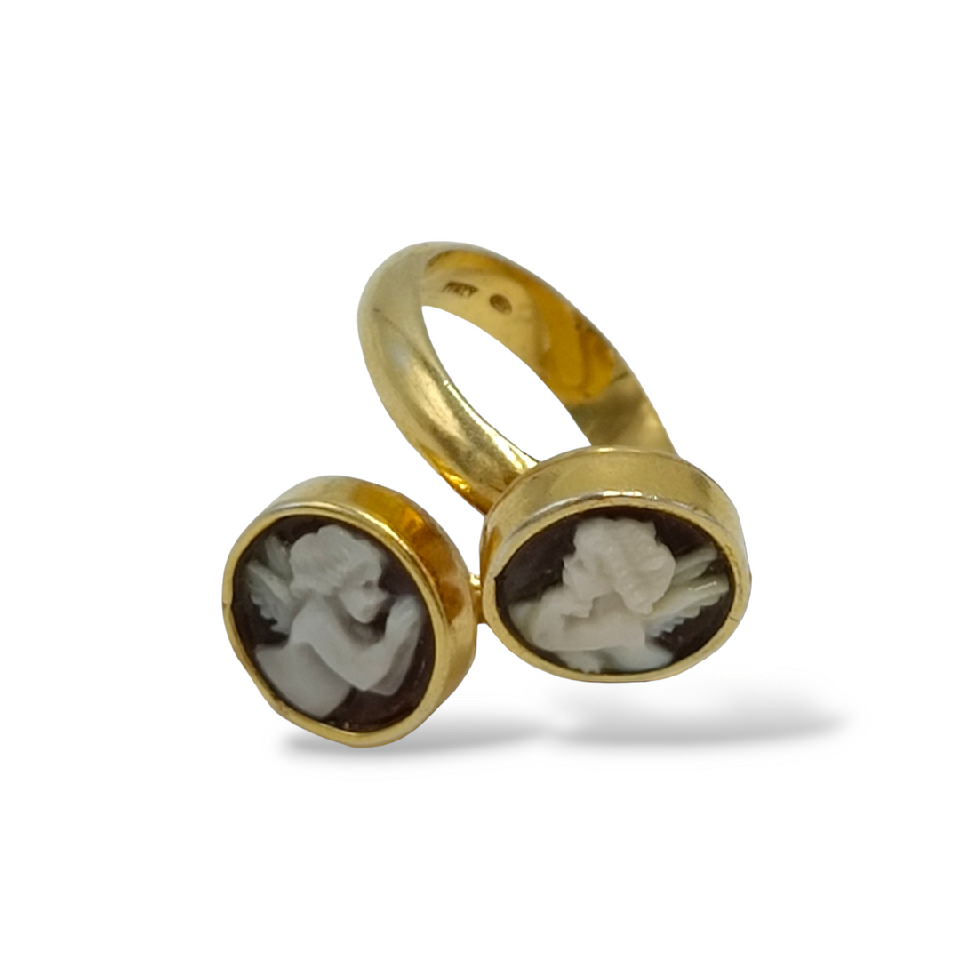 "ANGELS" CAMEO RING MOUNTED ON SILVER
