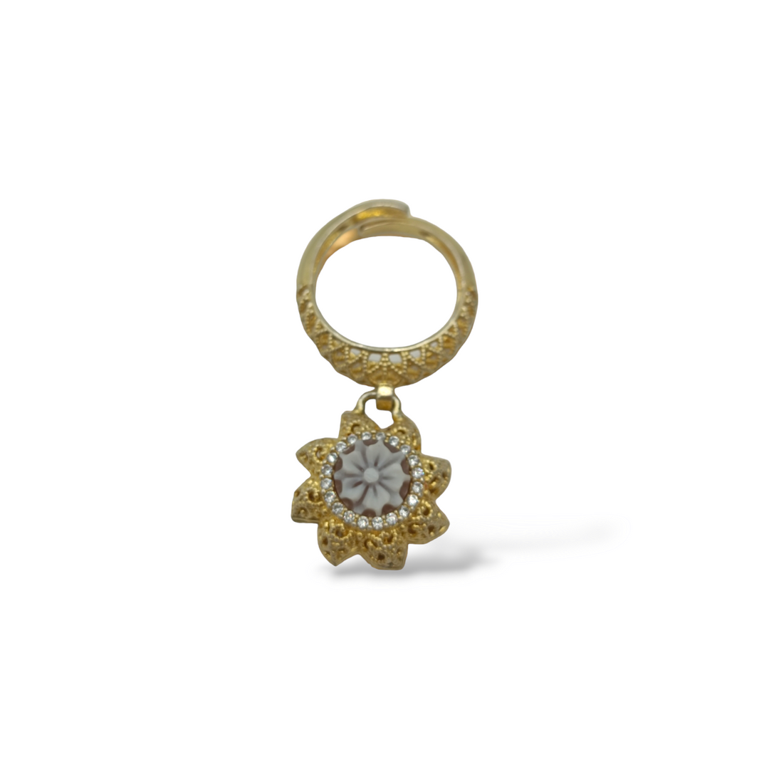 END OF COLLECTION - Cameo flower ring mounted on silver