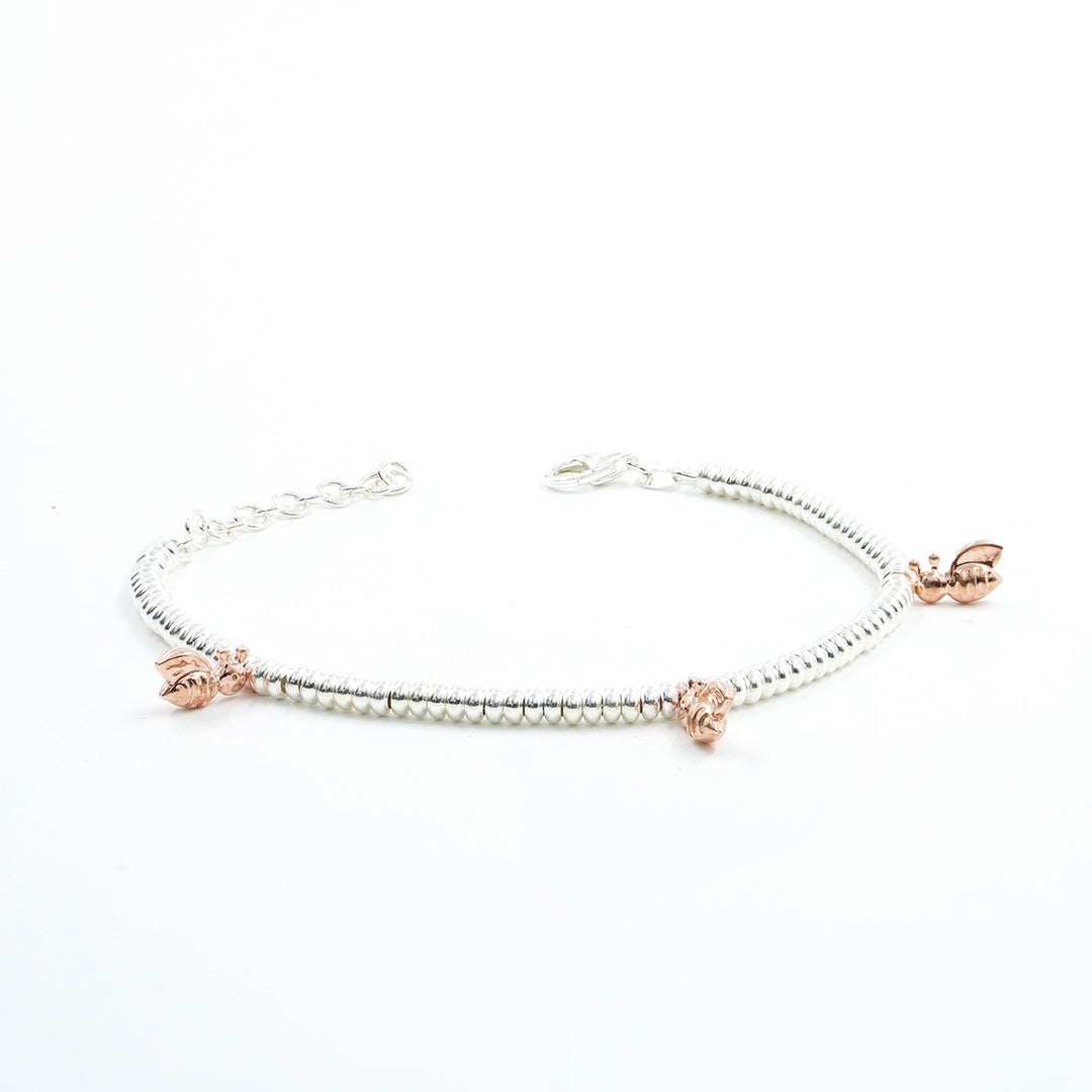 "Bee Spheres and Washers" Silver Bracelet