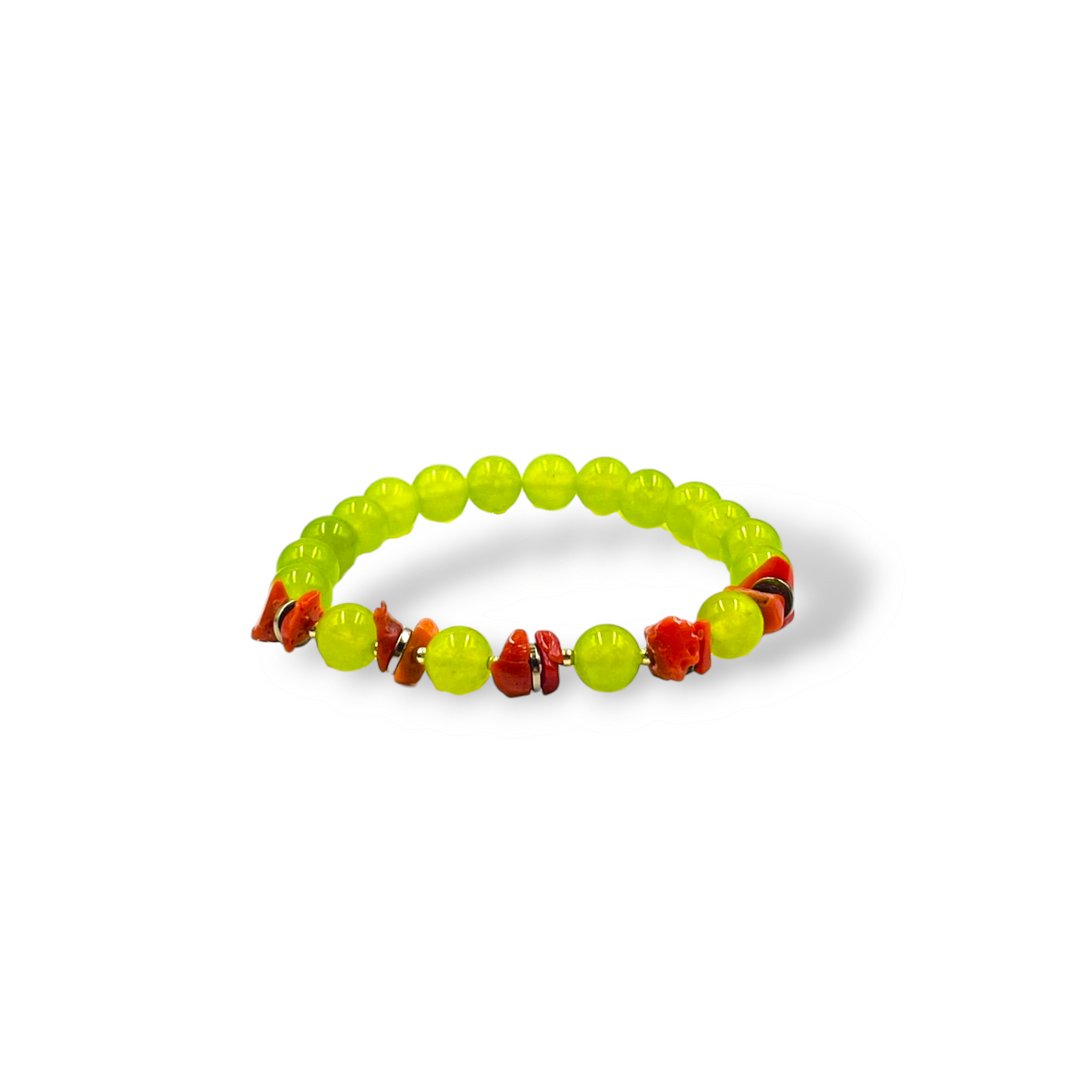 Jade and coral bracelet