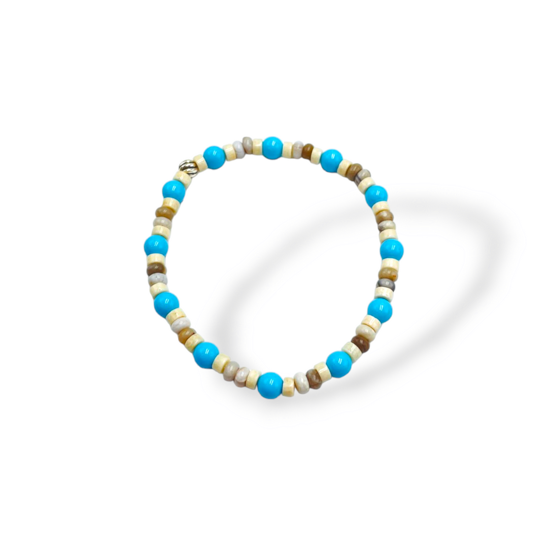 Turquoise and agate paste bead bracelet