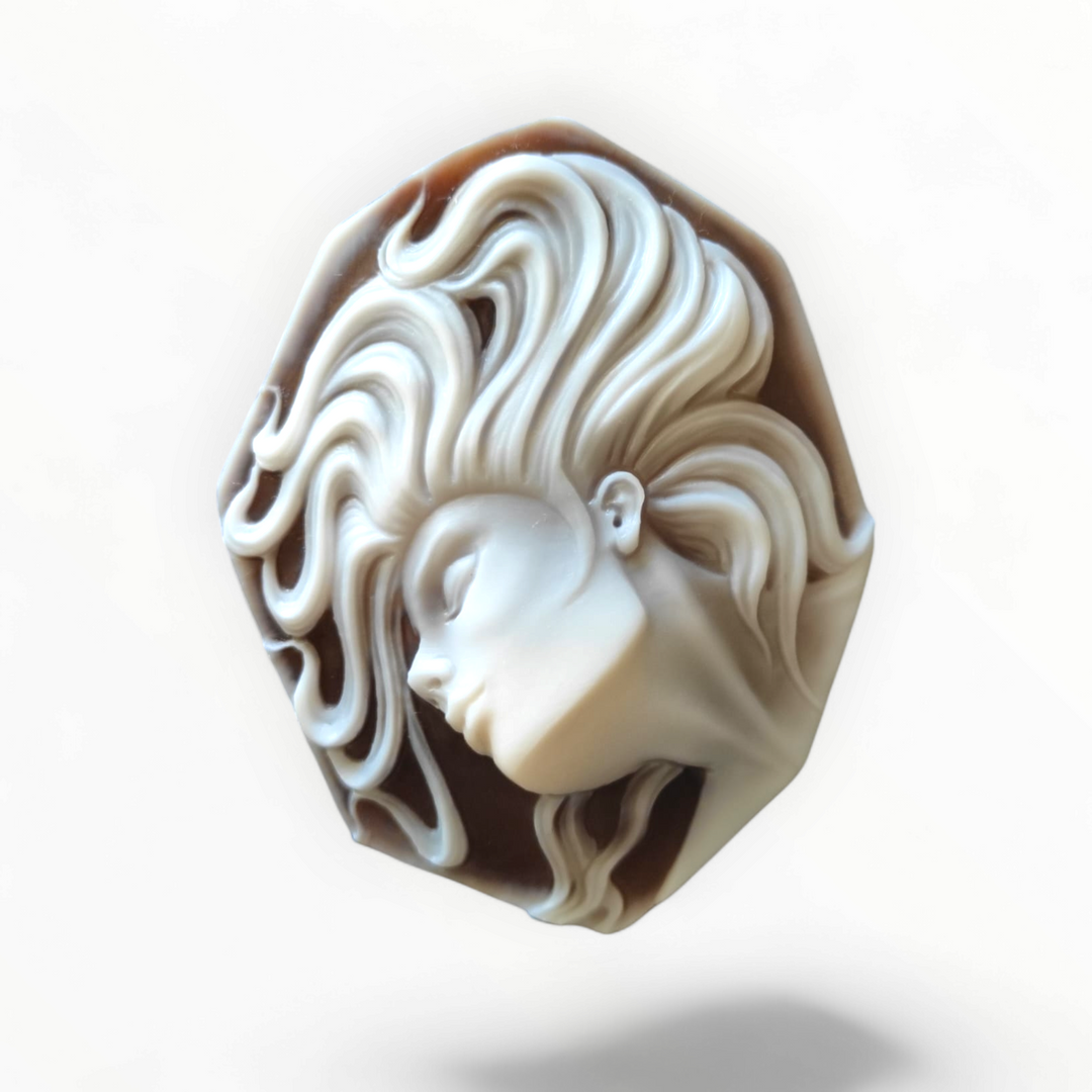 "Lady of Mystery" Pendant Necklace in Sardonic Cameo