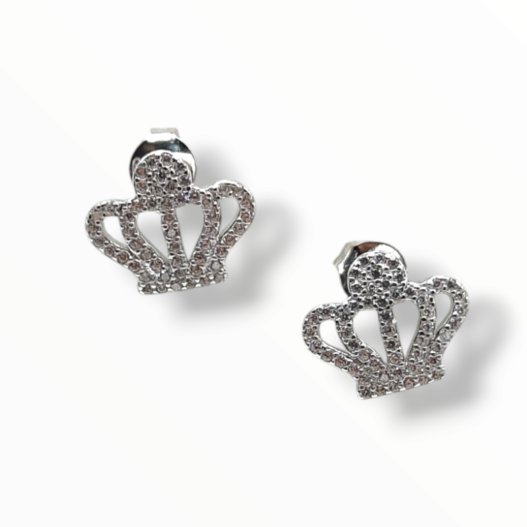 END OF COLLECTION - Zirconia crown earrings mounted on silver