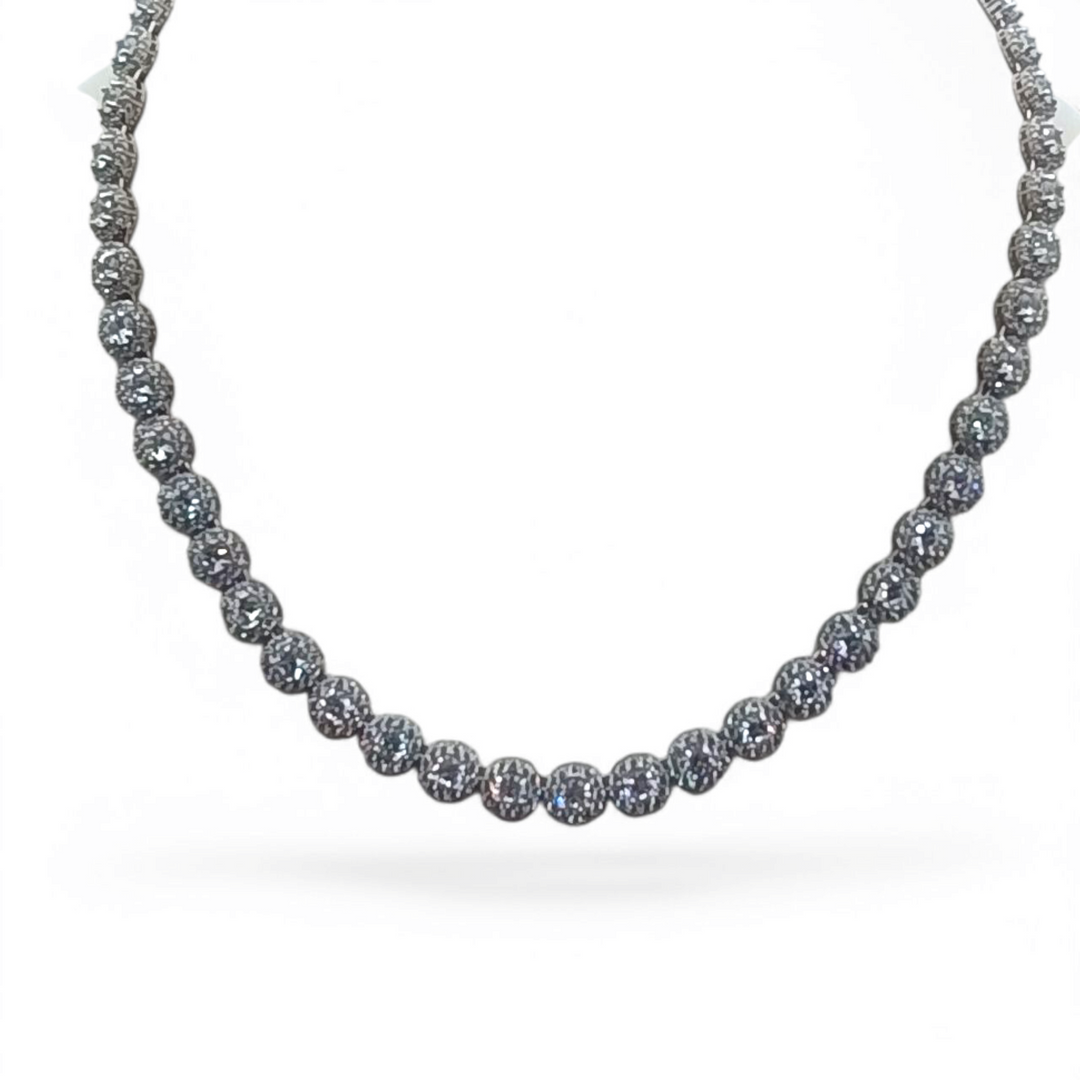 Tennis necklace in white zirconia mounted on silver