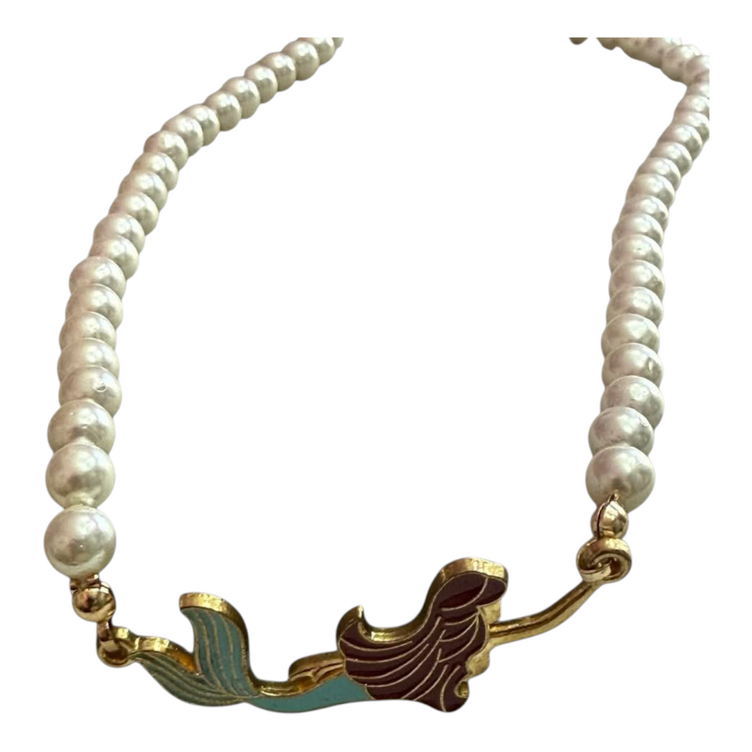 "Mermaid" necklace in steel and Majorcan pearls