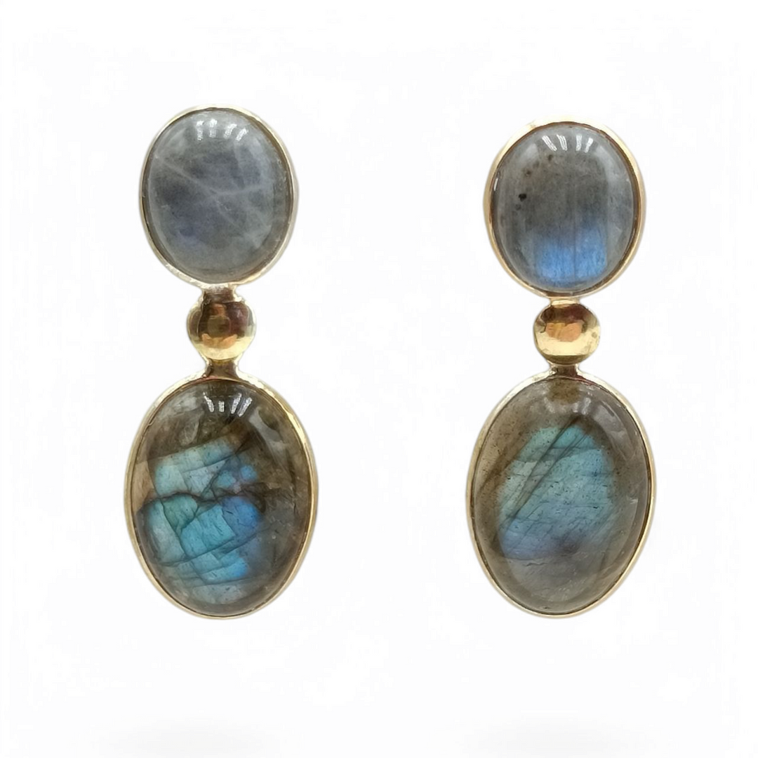 Labradorite earrings mounted on silver