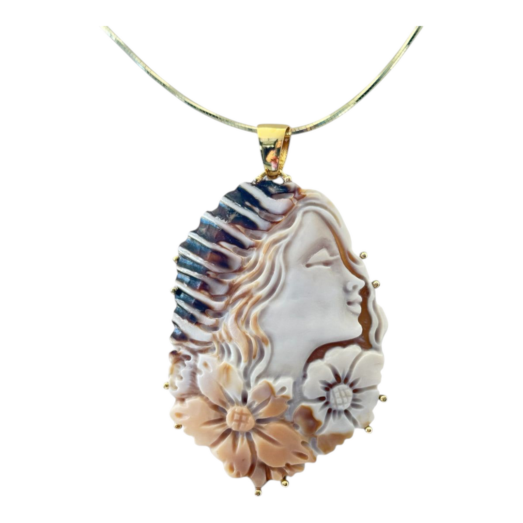 "Author's Cameo" Pendant Necklace with Sardonic Cameo Mounted in Silver
