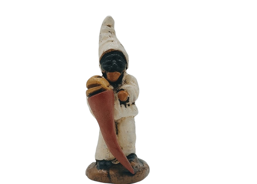 Statuina pulcinella su terracotta dipinta a mano