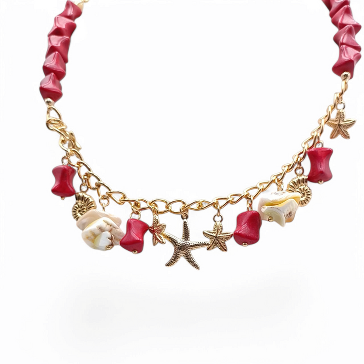 END OF COLLECTION - MARINE NECKLACE IN RESIN AND MOTHER OF PEARL