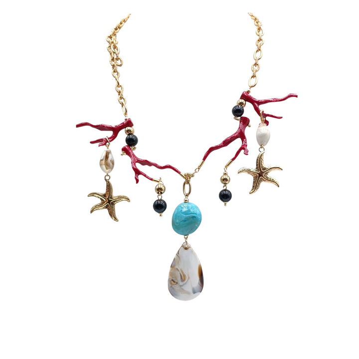 END OF COLLECTION - Resin and Agate Branch Necklace