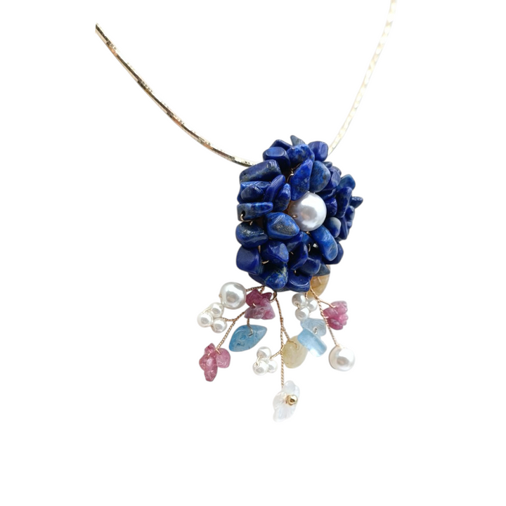 End of collection - lapis, pearls and mother of pearl necklace