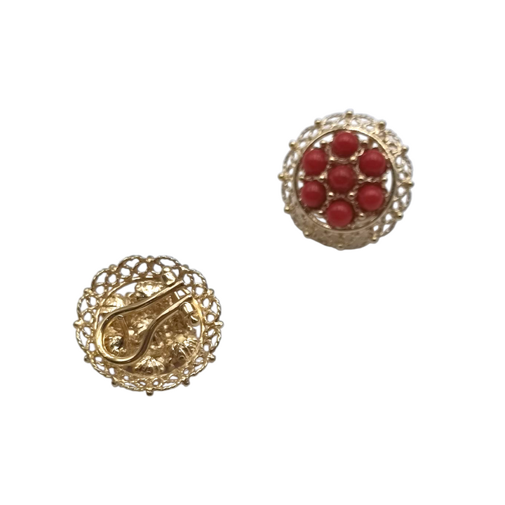 Coral patch earrings mounted on silver