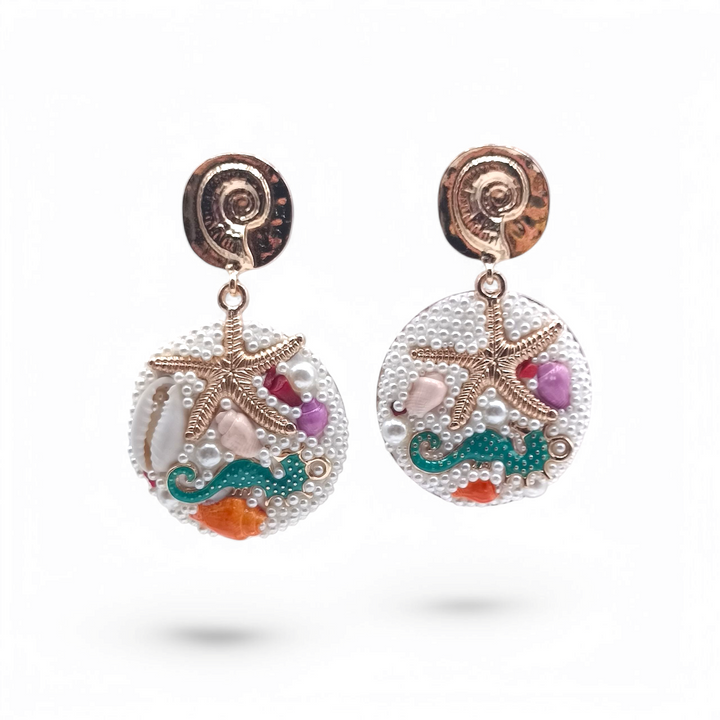 End of collection - starfish earrings mounted on nickel free steel