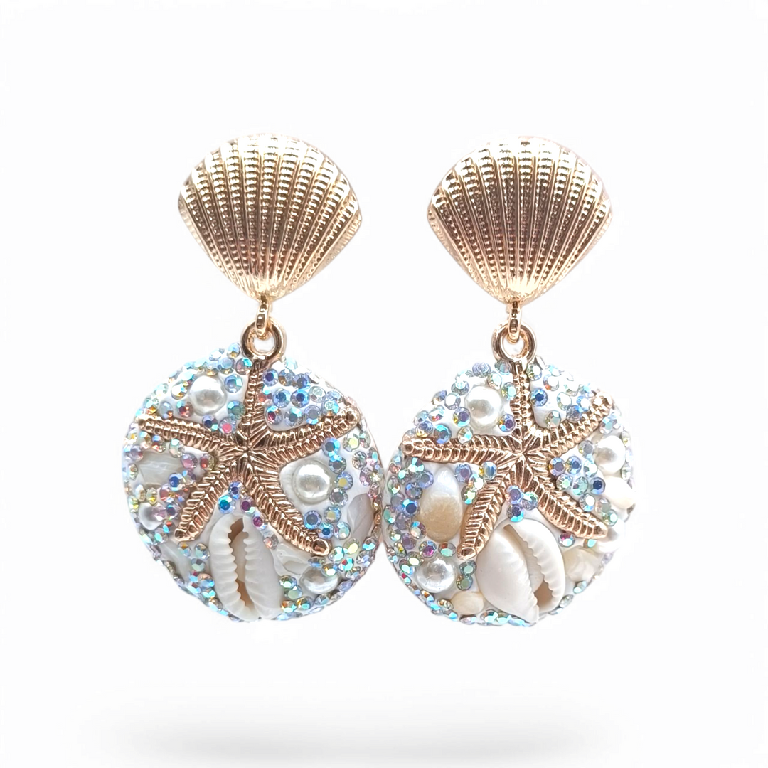 End of collection - starfish earrings mounted on nickel free steel