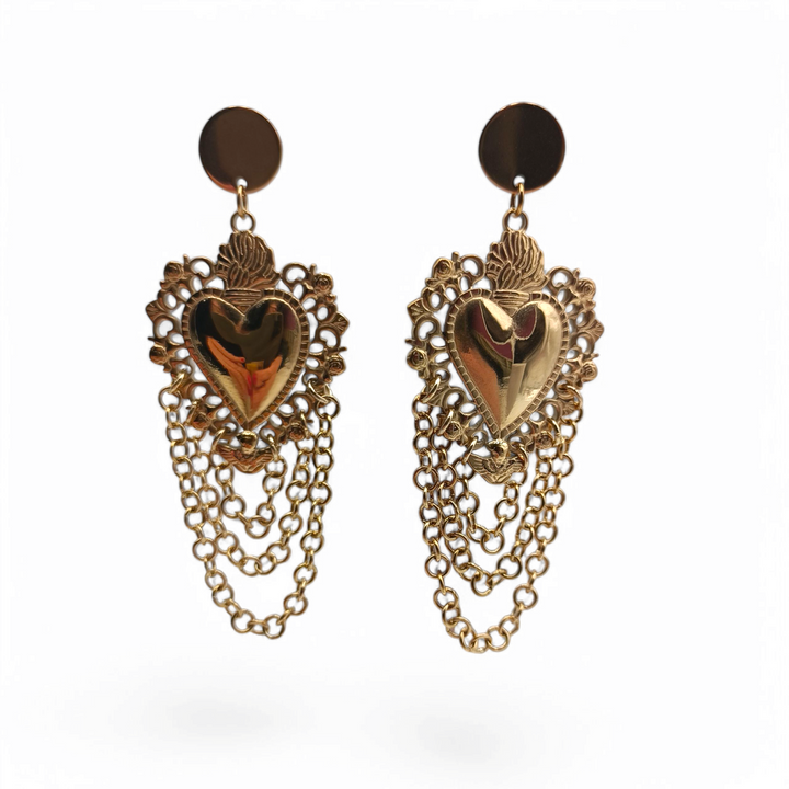 End of collection - sacred heart earrings in enameled steel