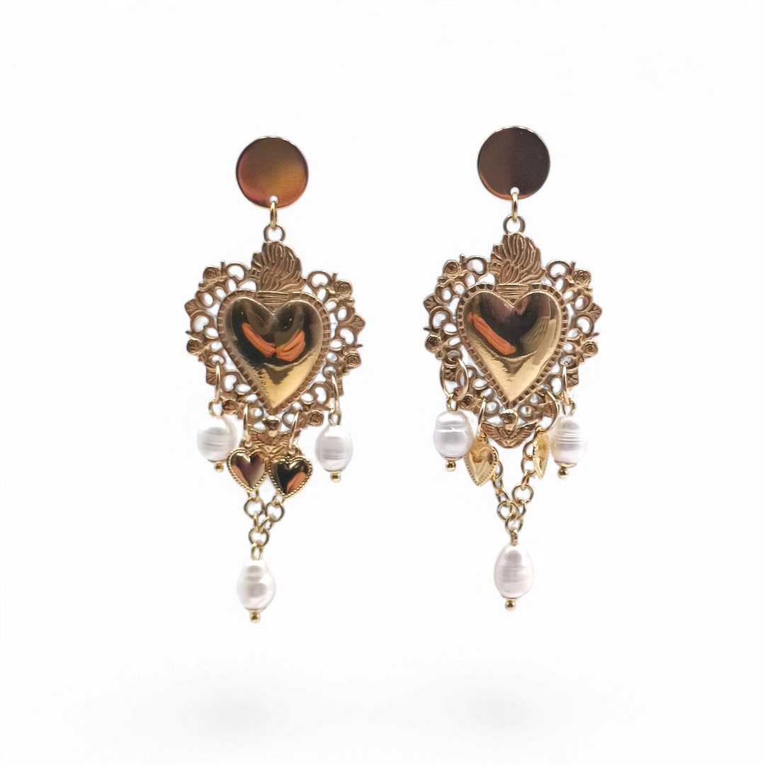 End of collection - sacred heart earrings in enameled steel