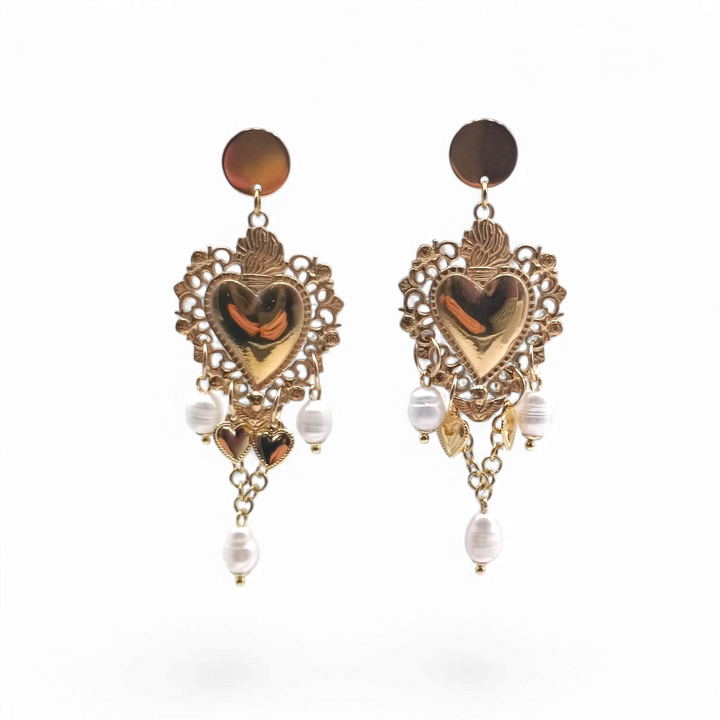 End of collection - sacred heart earrings in enameled steel