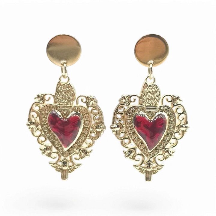 End of collection - sacred heart earrings in enameled steel