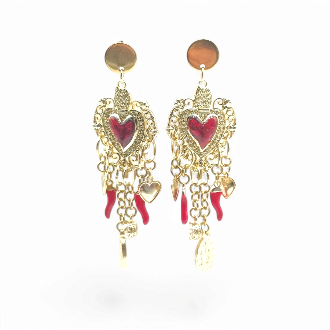 End of collection - sacred heart earrings in enameled steel
