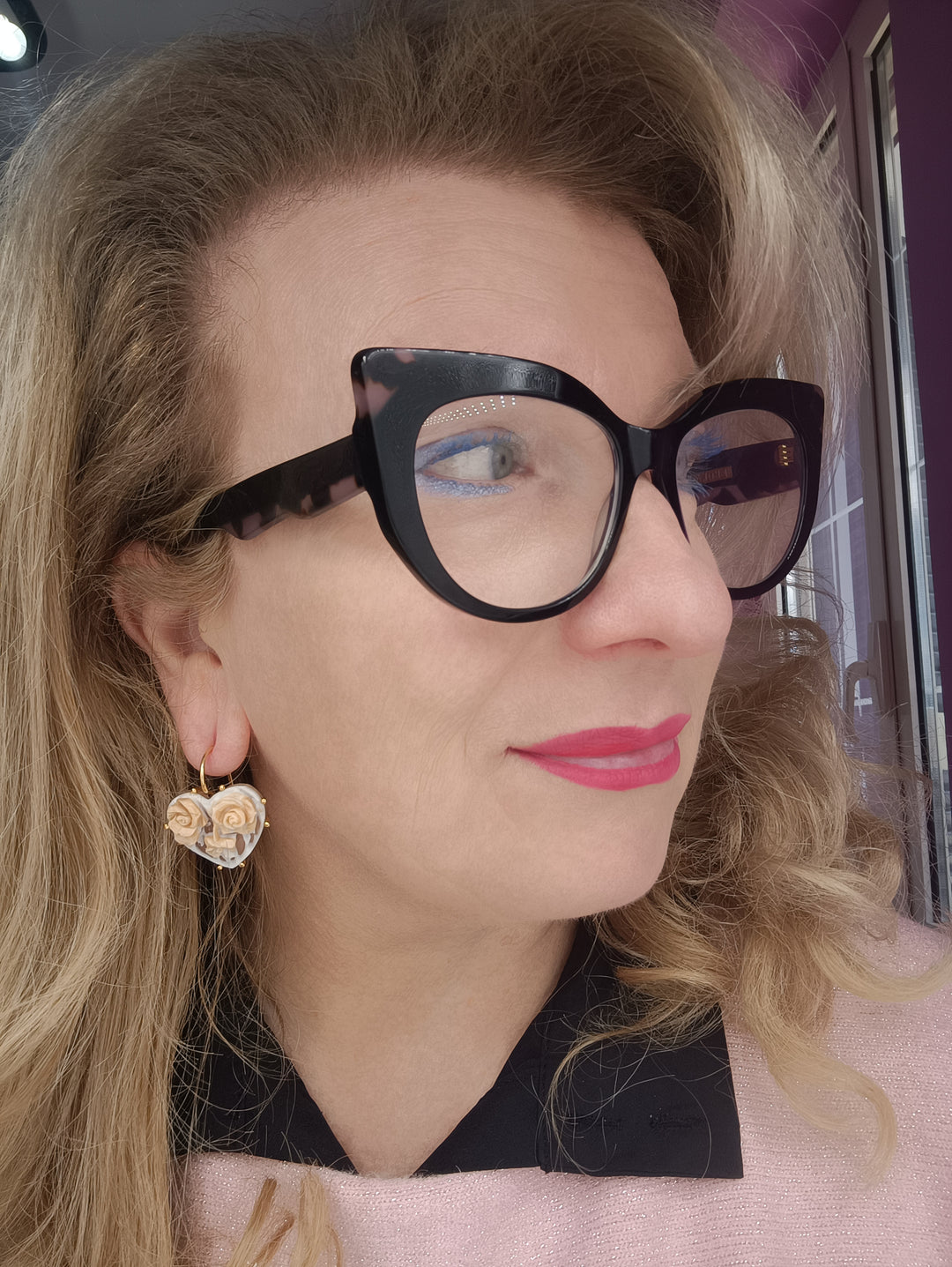 Sardonic cameo heart earrings mounted on silver