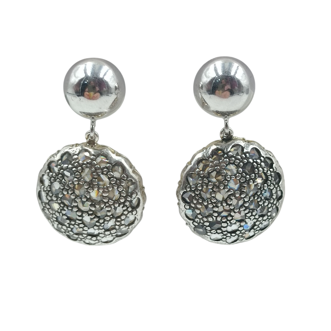 Silver and Swarovski Patch Earrings