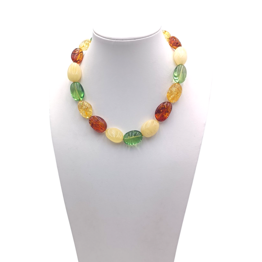 Collana multicolore ambra del Baltico