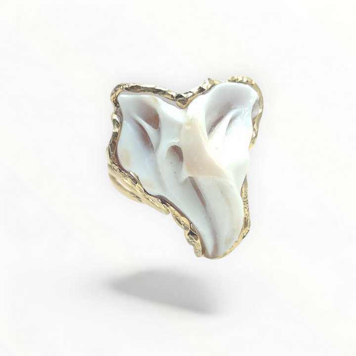 "Calla Flower" Ring in Sardonic Cameo Mounted on Silver