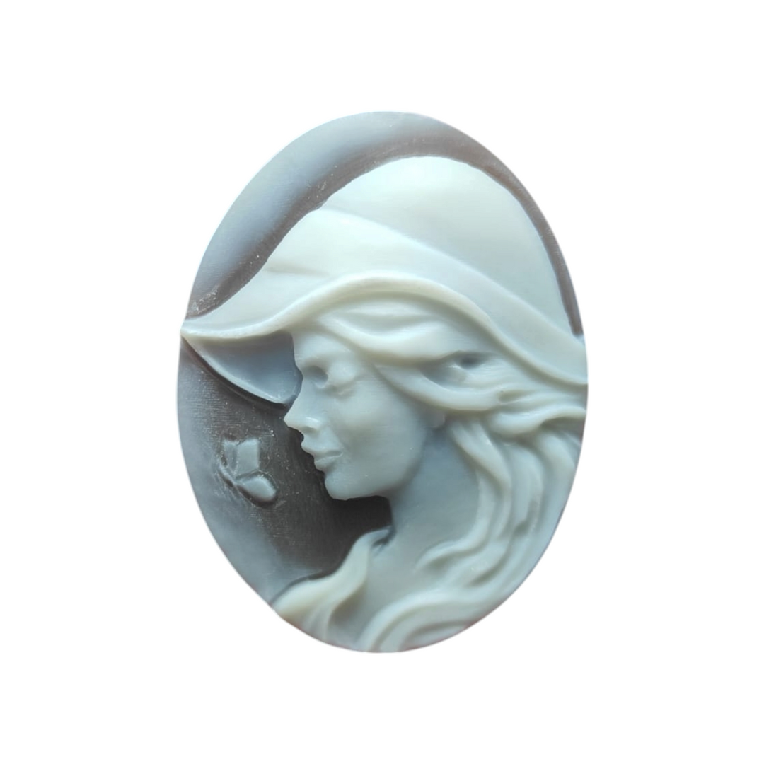 "Romantic Goddess" Ring in Sardonic Cameo Mounted on Silver