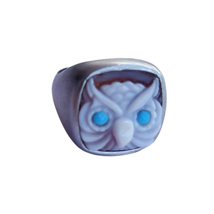 SILVER MOUNTED CAMEO "OWL" RING
