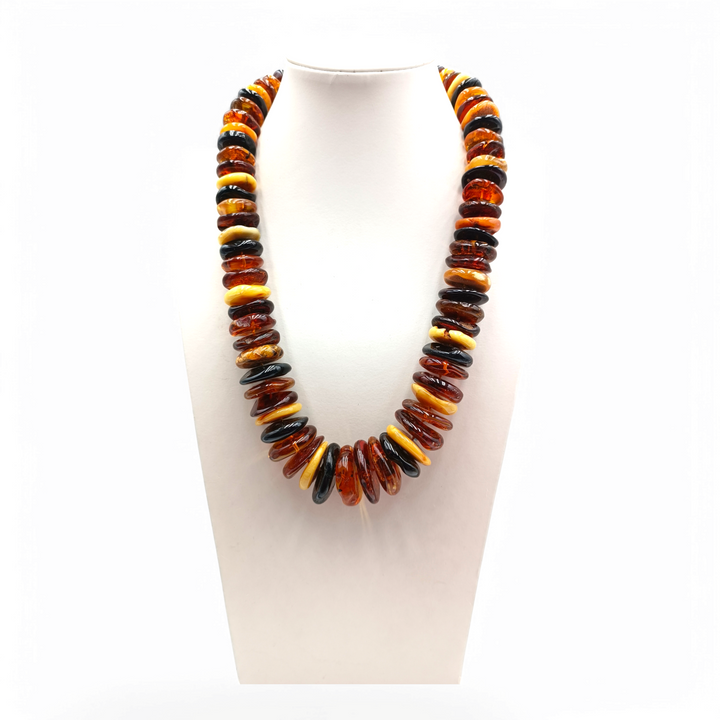 Multicolored "amber rondelle" necklace