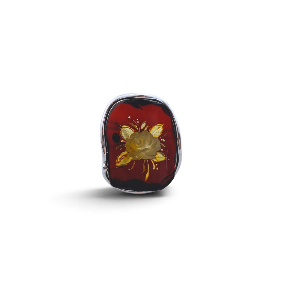Anelli Rose di Ambra montati in Argento