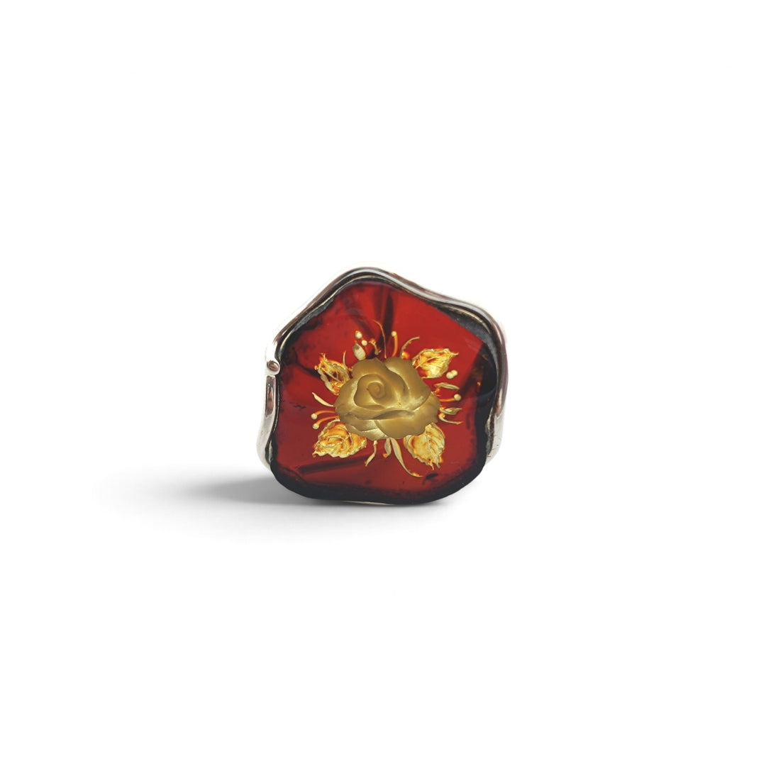 Anelli Rose di Ambra montati in Argento
