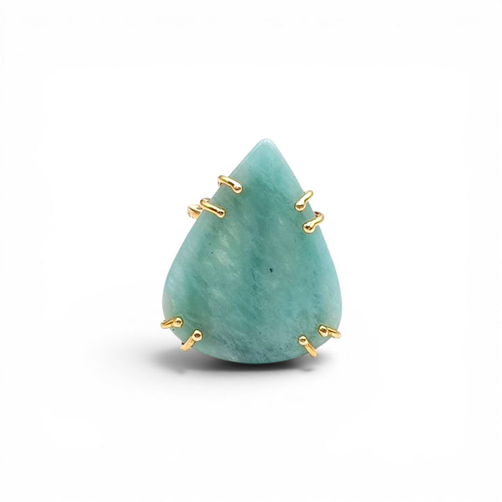 Anello di Acquamarina montati in Argento Dorato