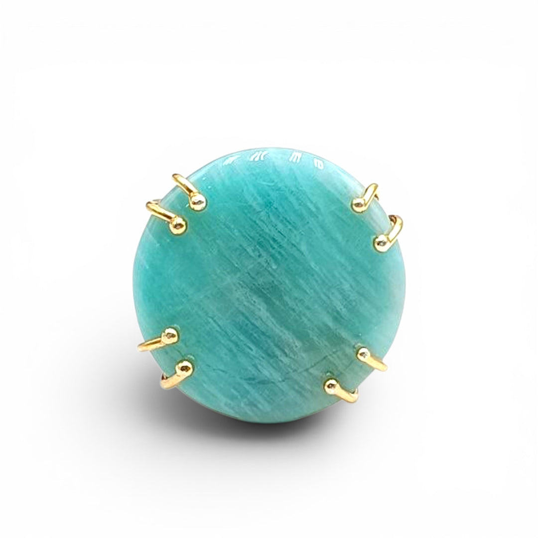 Anello di Acquamarina montati in Argento Dorato