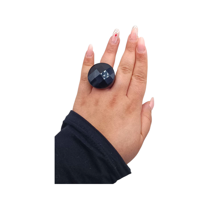 Anello di Agata Nera montata in Argento