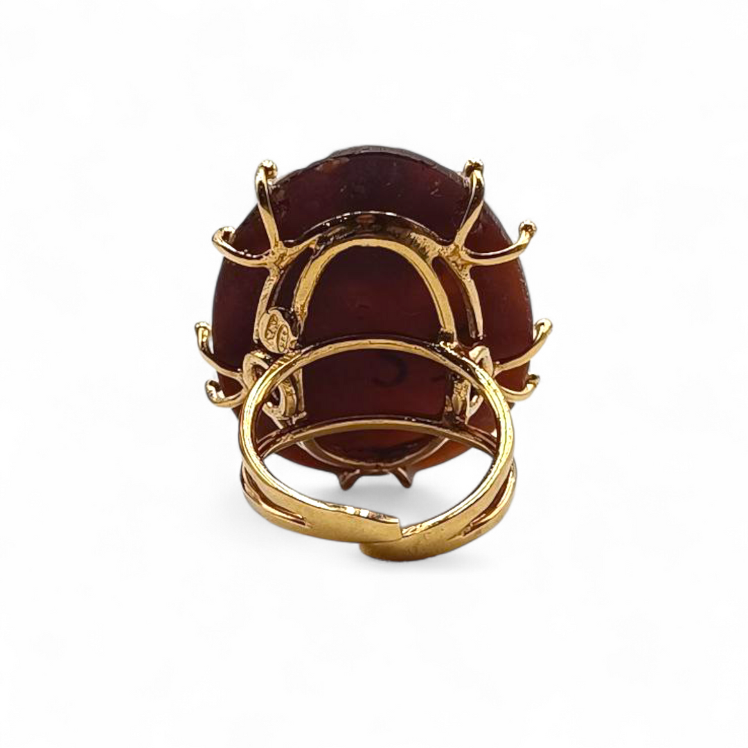Anello Angeli del Mistero di Cammeo montato in Argento Dorato
