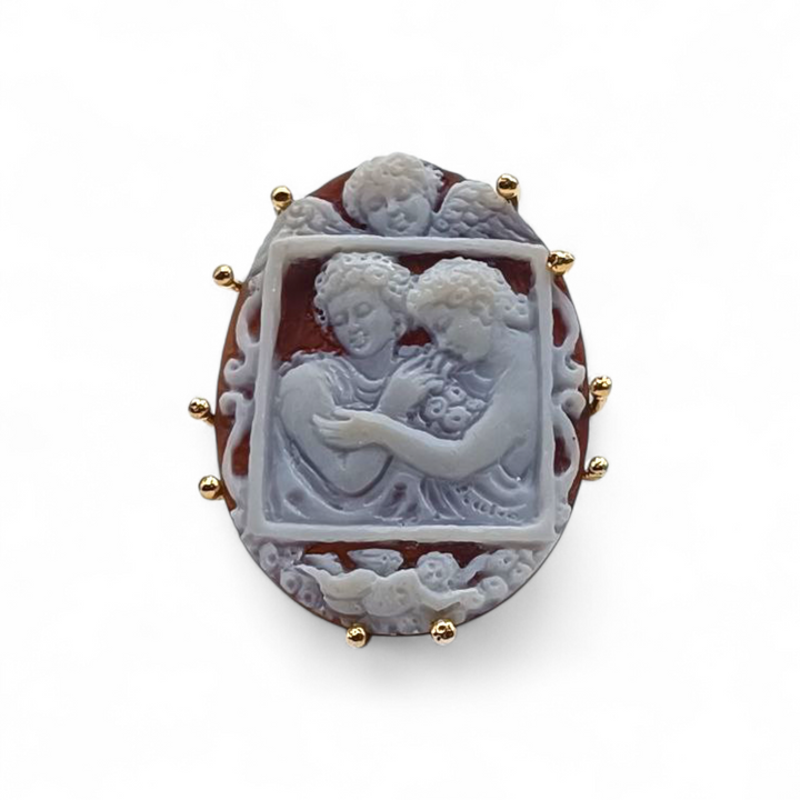 Anello Angeli del Mistero di Cammeo montato in Argento Dorato
