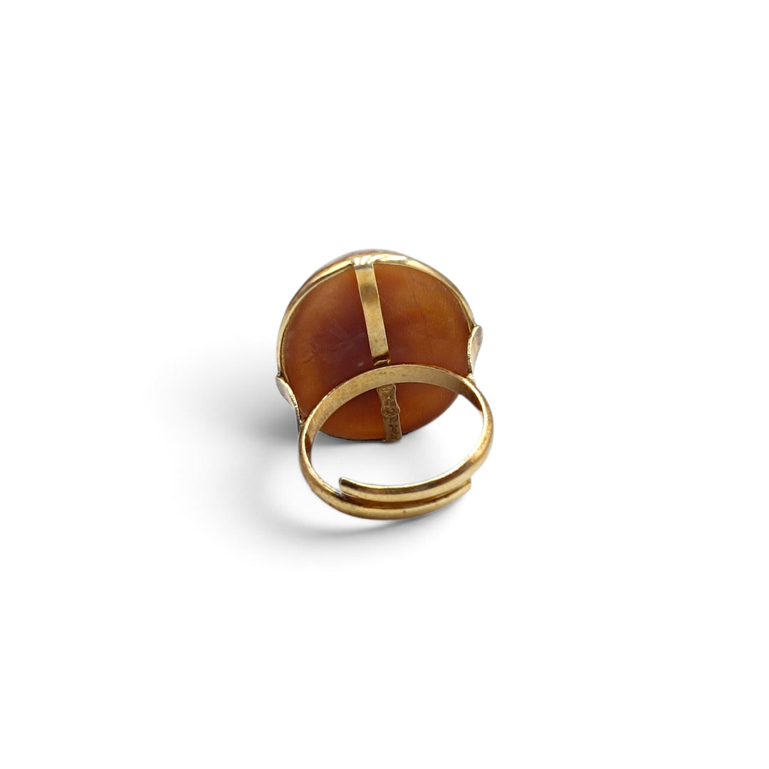 Anello Cherubino di Cammeo montato in Argento Dorato