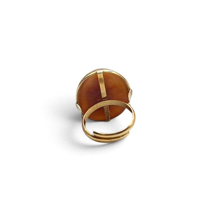 Anello Cherubino di Cammeo montato in Argento Dorato