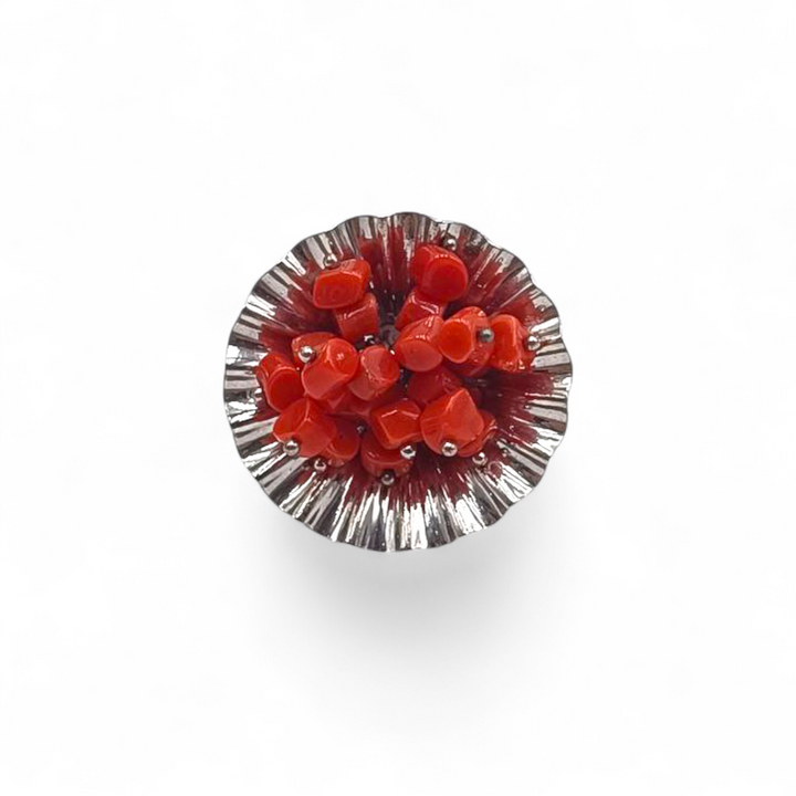Anello Fiore di Corallo montato in Argento