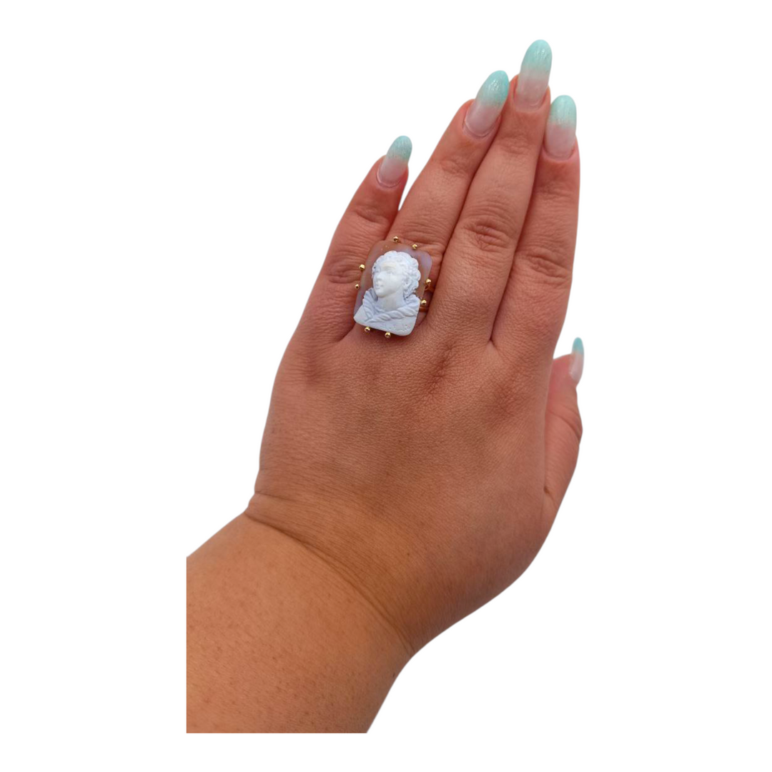 Anello Dama di Cammeo montato in Argento Dorato