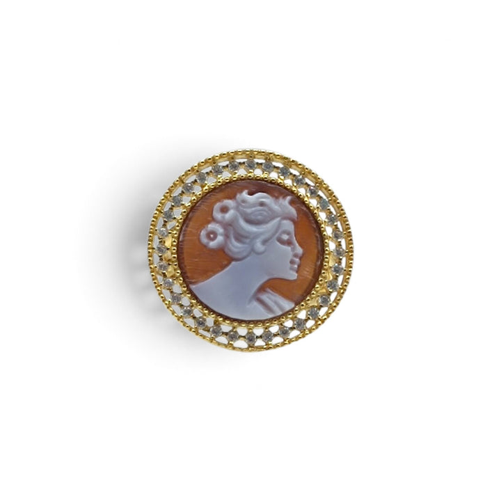 Anello Dama di Cammeo e Zirconi montato in Argento Dorato