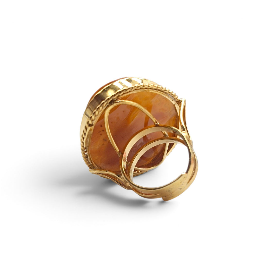 Anello Donna Samurai Kaori (香織) di Cammeo montato in Argento Dorato