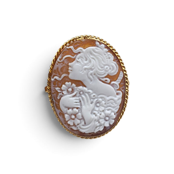 Anello Donna Samurai Kaori (香織) di Cammeo montato in Argento Dorato