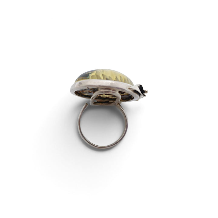 Anello Farfalla di Ambra montato in Argento